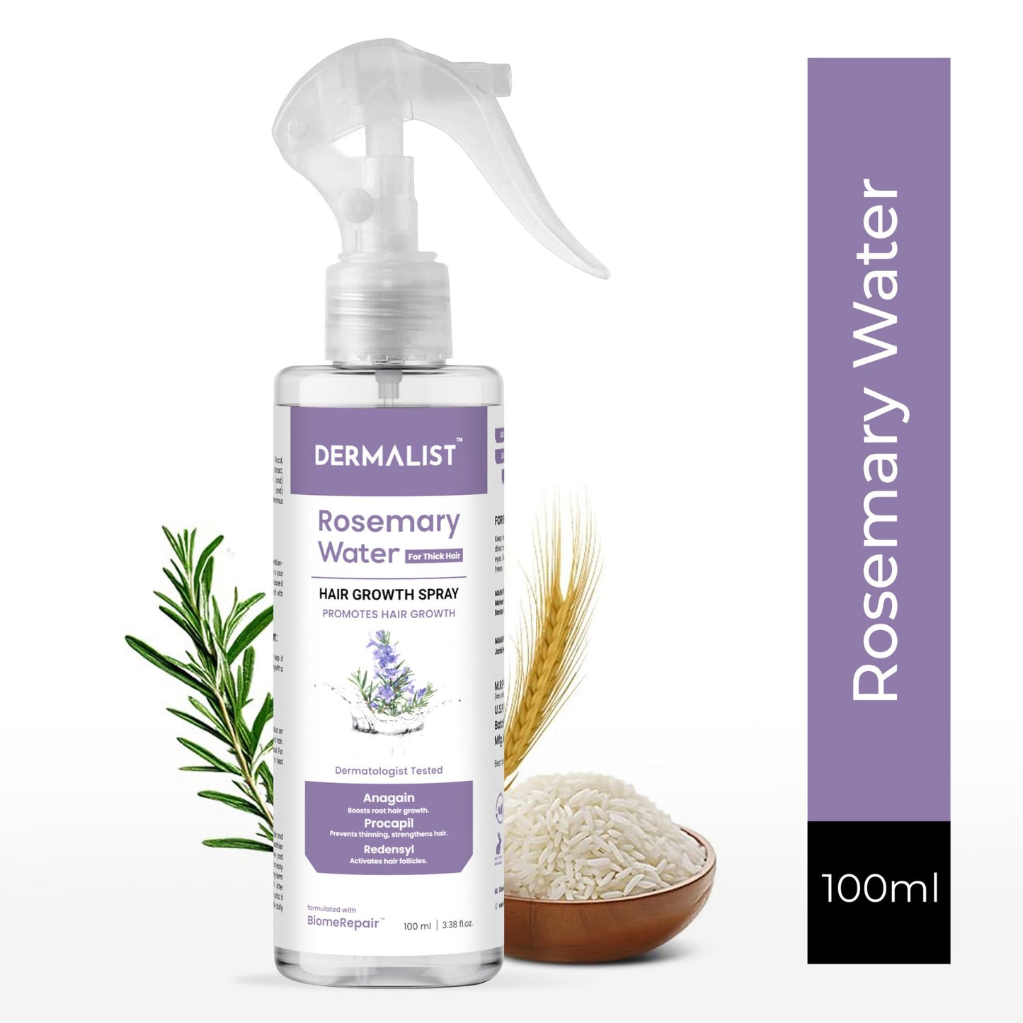 Dermalist Rosemary Water For Hair Growth | Hair Spray for Regrowth | Rosemary Hair Mist Hair Mist (100 ml)