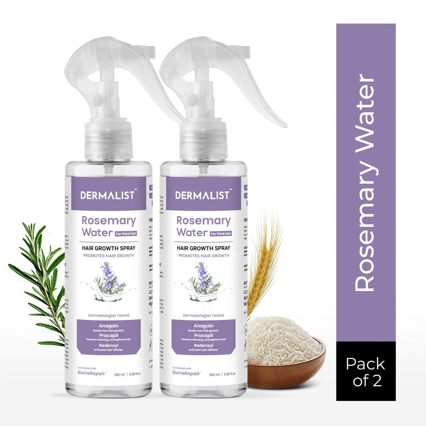 Dermalist Rosemary Water For Hair Growth | Hair Spray for Regrowth | Rosemary Hair Mist Hair Mist (100 ml)