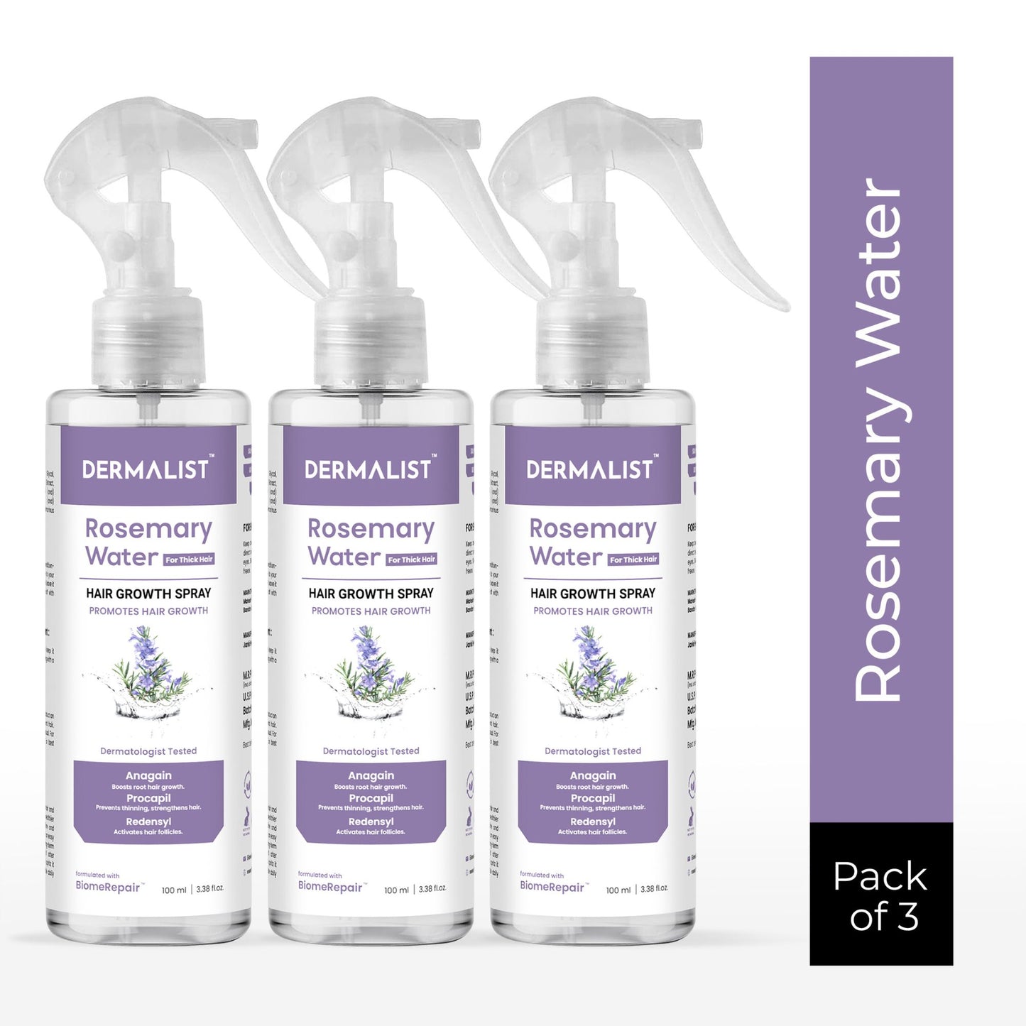Dermalist Rosemary Water For Hair Growth | Hair Spray for Regrowth | Rosemary Hair Mist Hair Mist (100 ml)