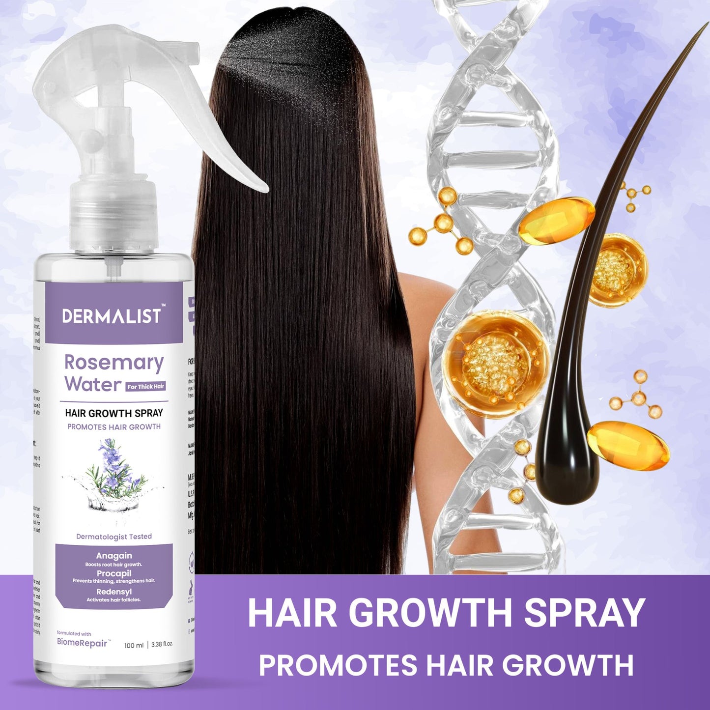 Dermalist Rosemary Water For Hair Growth | Hair Spray for Regrowth | Rosemary Hair Mist Hair Mist (100 ml)