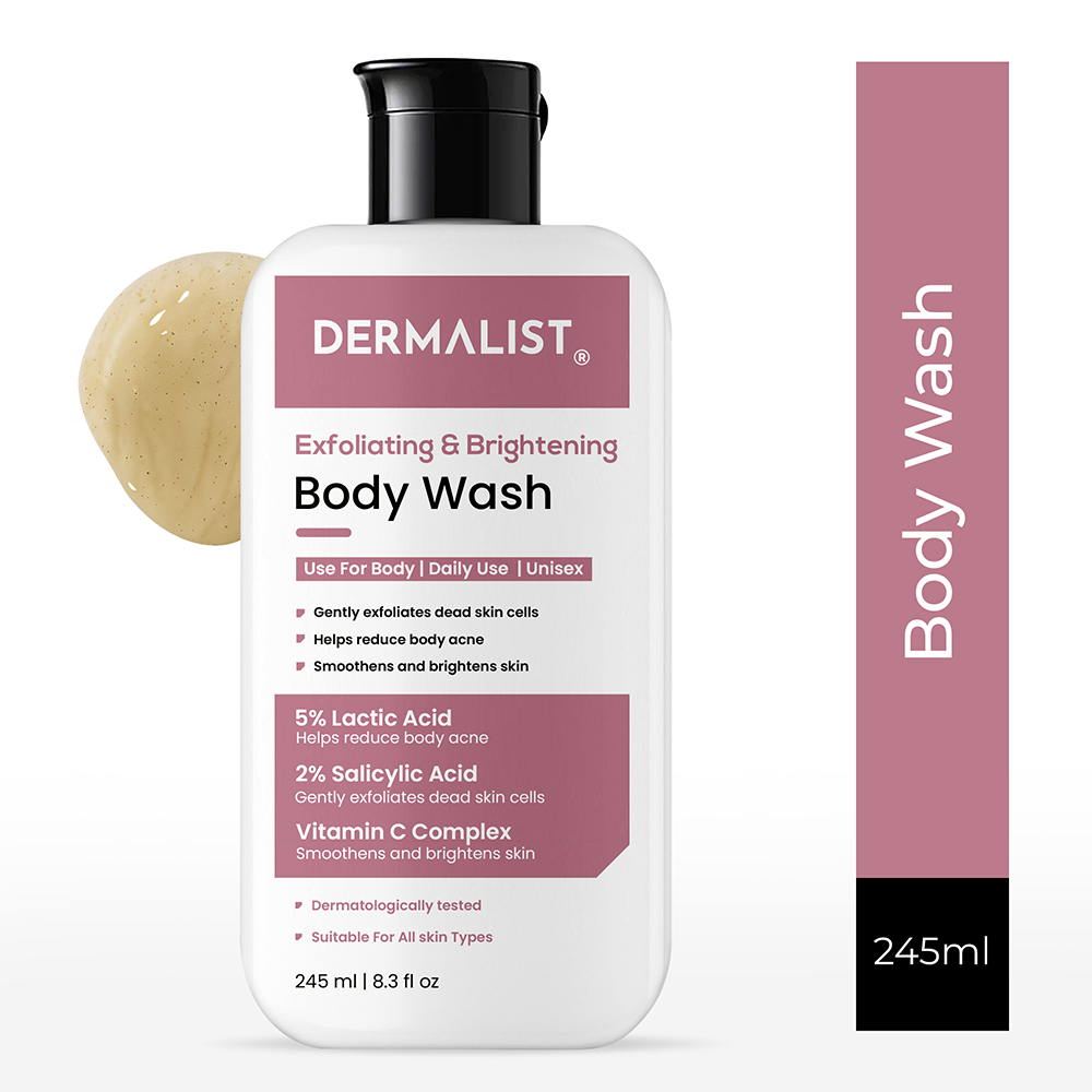 Dermalist Exfoliating Body Wash Lactic Acid & Salicylic Acid De-Tan Shower Gel Men & Women (245 ml)