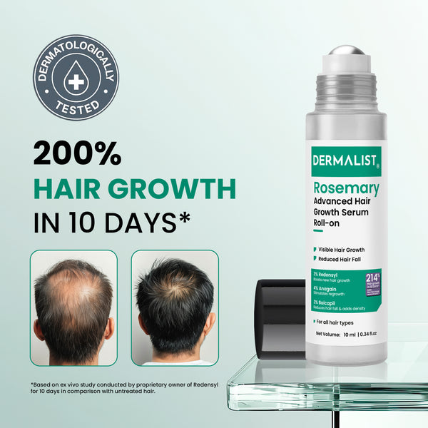 Dermalist Rosemary Advanced Hair Growth Serum Roll-On to Prevent Hairfall | Easy to Use(10 ml)