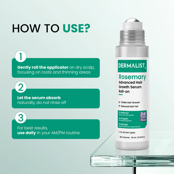Dermalist Rosemary Advanced Hair Growth Serum Roll-On to Prevent Hairfall | Easy to Use(10 ml)
