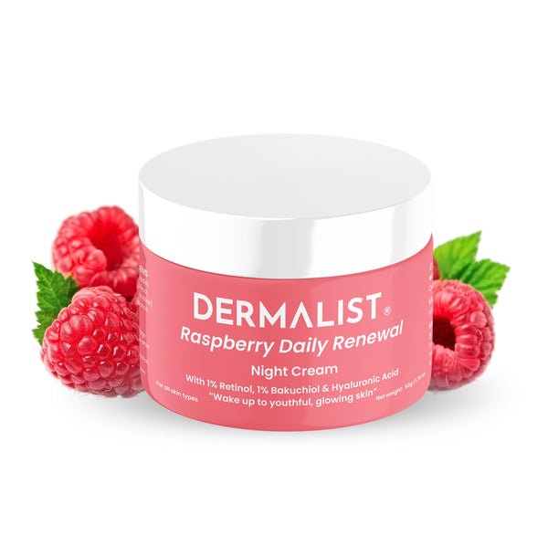 Dermalist Raspberry Daily Renewal 1.20% Retinol & 1% Bakuchi Oil Anti Ageing Night Cream(50 g)