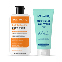 Dermalist Brightening Body Wash + Korean Rice Water Face Wash | Combo for Healthy & Glowing Skin | Unisex | All Skin Types (2 Items in the set)
