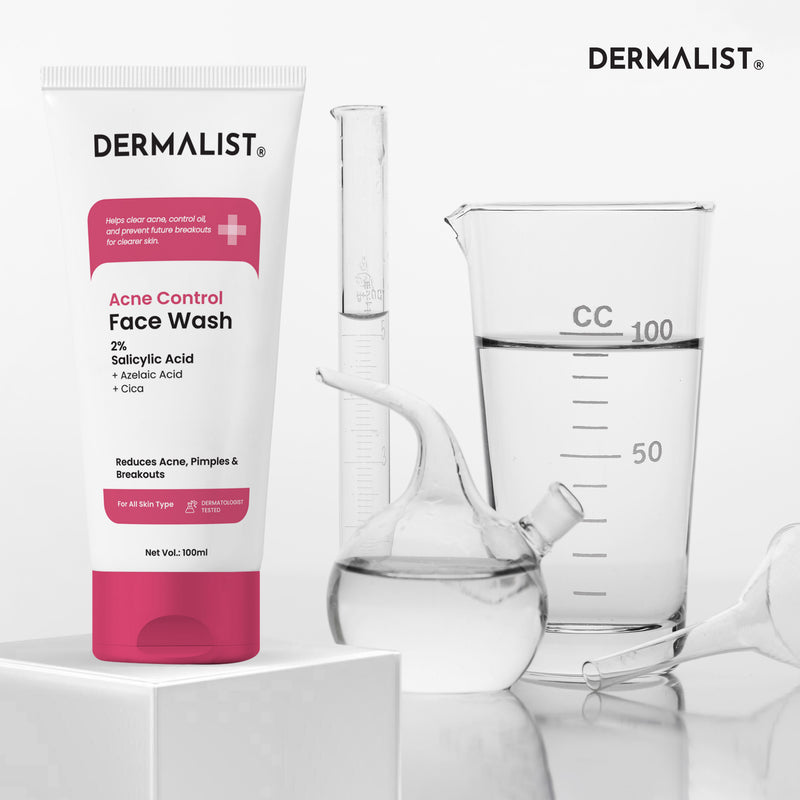 Dermalist Acne Control Face Wash 2% Salicylic Acid for Oily & Acne-Prone Skin | Controls Oil, Prevents Acne & Fades Acne Marks | With Niacinamide | Soap-Free, Sulphate-Free Cleanser | For Men & Women 100 Ml