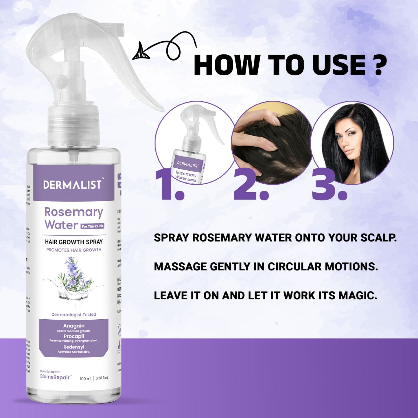 Dermalist Rosemary Water For Hair Growth | Hair Spray for Regrowth | Rosemary Hair Mist Hair Mist (100 ml)