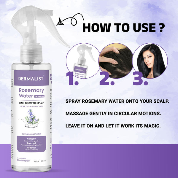 Dermalist Rosemary Water For Hair Growth | Spray for Regrowth Thickness Mist 100% Natural(200 ml)