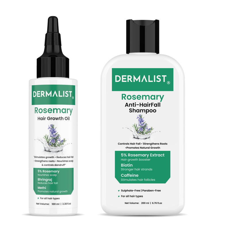 Dermalist Rosemary Hair Growth Advanced Hair Oil & Shampoo for Reducing Hair Loss & Breakage (2 Items in the set)