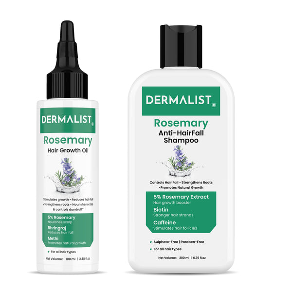 Dermalist Rosemary Hair Growth Advanced Hair Oil & Shampoo for Reducing Hair Loss & Breakage(2 Items in the set)