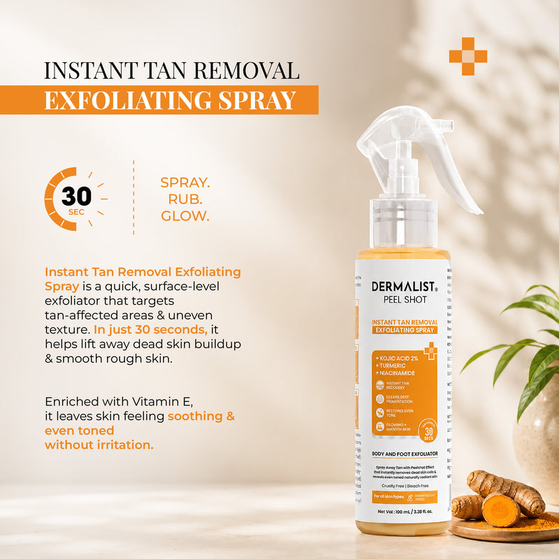Dermalist Peel Shot Instant Tan Removal Exfoliating Spray Body & Foot 100 ml