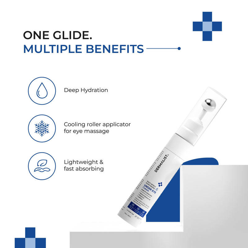 Dermalist Multi-Effect Moisturizing Under Eye Cream | With Retinal, Vitamin K & Caffeine | Reduces Dark Circles, Puffiness, Fine Lines & Wrinkles | For Men & Women | 15 gm