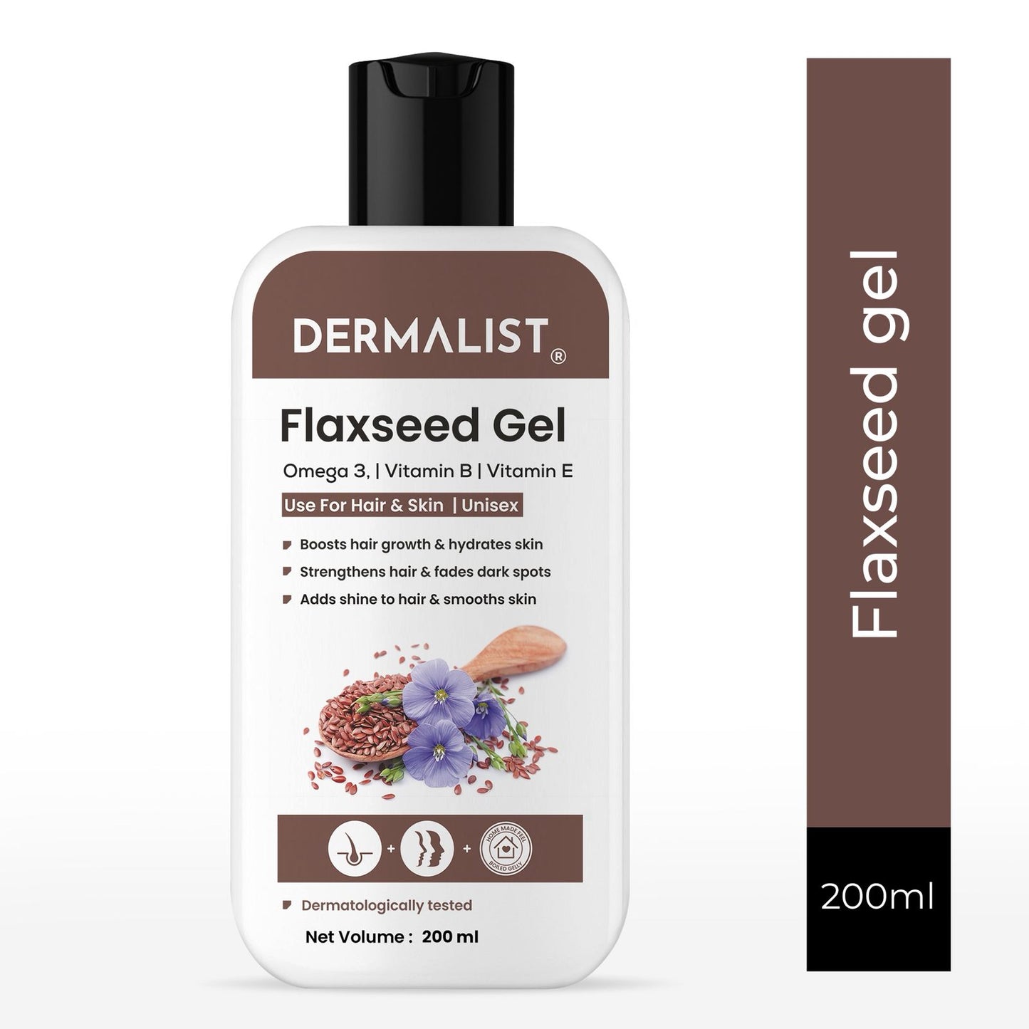 Dermalist Flaxseed Gel Hair & Skin Frizz-Control Smoothening Moisture Rich Soft Long Hair (200 ml)