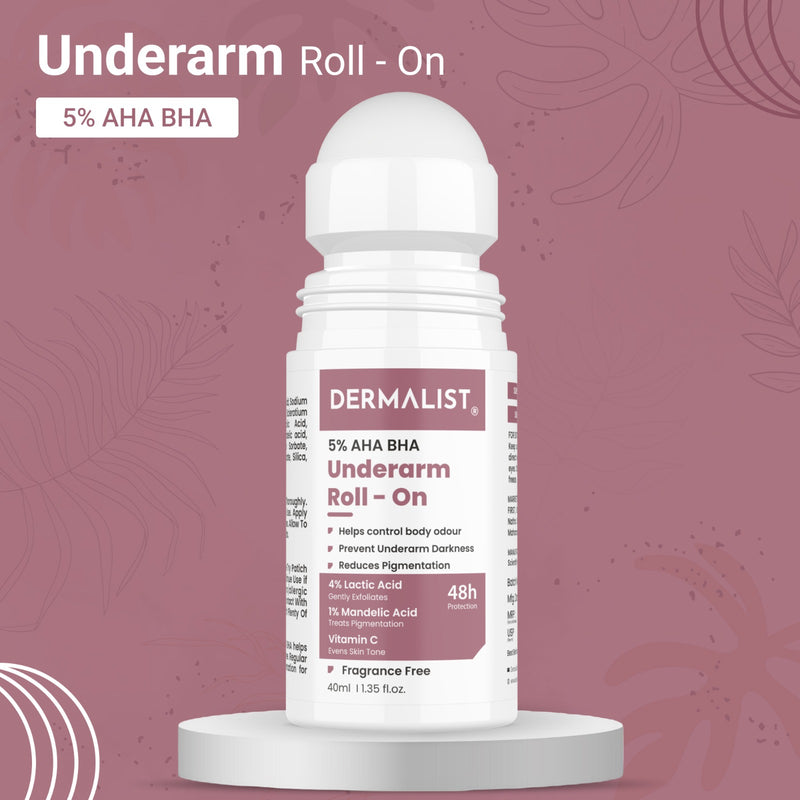 Dermalist 5% AHA BHA fragrance Free Underarm Roll On For Men & Women 40 ml