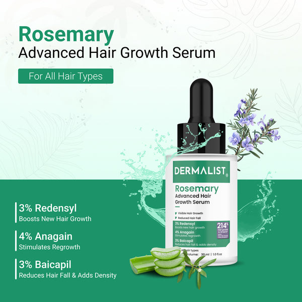 Dermalist Rosemary Advanced Hair Growth Serum with 3% Redensyl, 4% AnaGain, 3% Baicapil(30 ml)