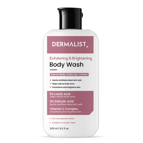 Dermalist Exfoliating Body Wash Lactic Acid & Salicylic Acid De-Tan Shower Gel Men & Women  (245 ml)