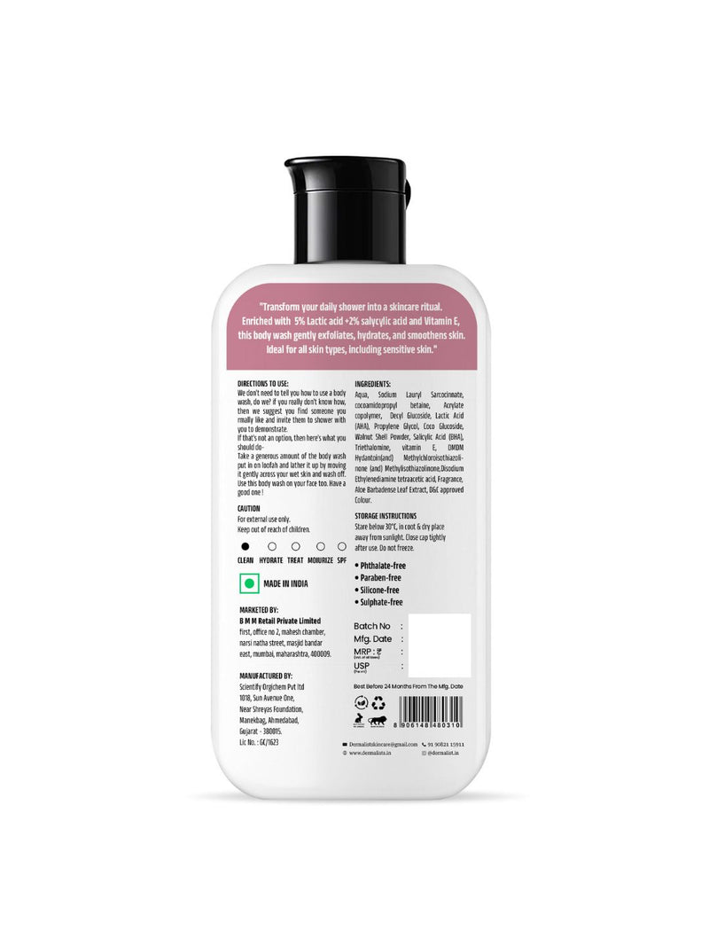 Dermalist Exfoliating & Brightening Body Wash Shower Gel Men & Women 245 ml