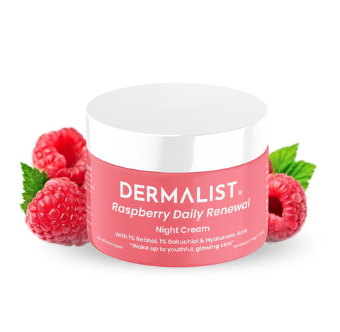 Dermalist Raspberry Daily Renewal 1.20% Retinol & 1% Bakuchi Oil Anti Ageing Night Cream  (50 g)