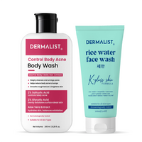 Dermalist Control Body Acne Body Wash (2% Salicylic Acid) with Korean Rice Water Face Wash | Acne Care & Glow Combo | For All Skin Types  (2 Items in the set)