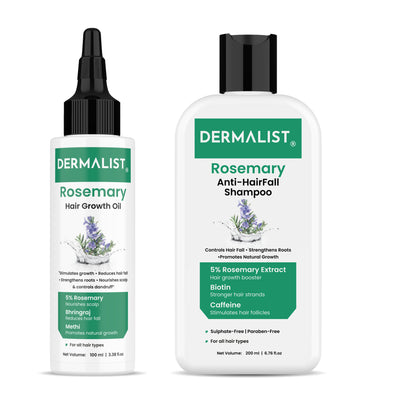 Dermalist Rosemary Hair Growth Advanced Hair Oil & Shampoo for Reducing Hair Loss & Breakage  (2 Items in the set)