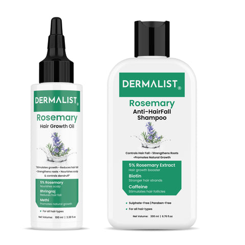 Dermalist Rosemary Hair Growth Advanced Hair Oil & Shampoo for Reducing Hair Loss & Breakage  (2 Items in the set)