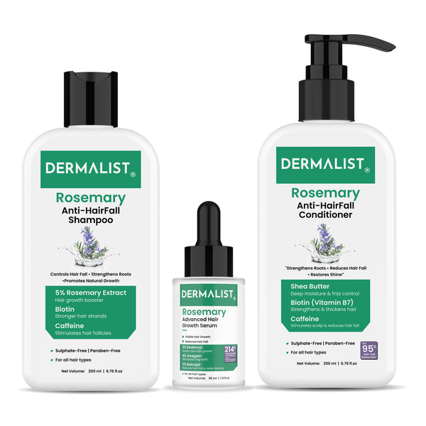 Dermalist Rosemary Anti Hairfall Combo with 3% Redensyl Serum, Shampoo & Conditioner(3 Items in the set)