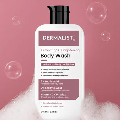 Dermalist Exfoliating Body Wash Lactic Acid & Salicylic Acid De-Tan Shower Gel Men & Women  (245 ml)