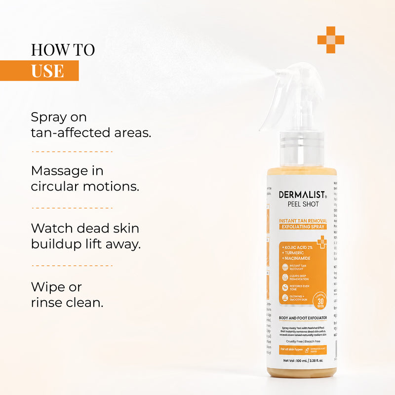 Dermalist Peel Shot Instant Tan Removal Exfoliating Spray Body & Foot 100 ml