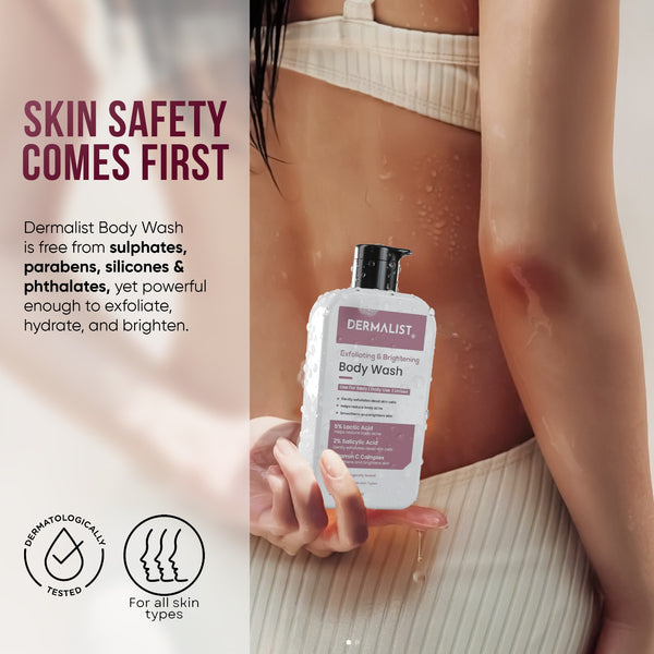 Dermalist Exfoliating Body Wash Lactic Acid & Salicylic Acid De-Tan Shower Gel Men & Women(245 ml)