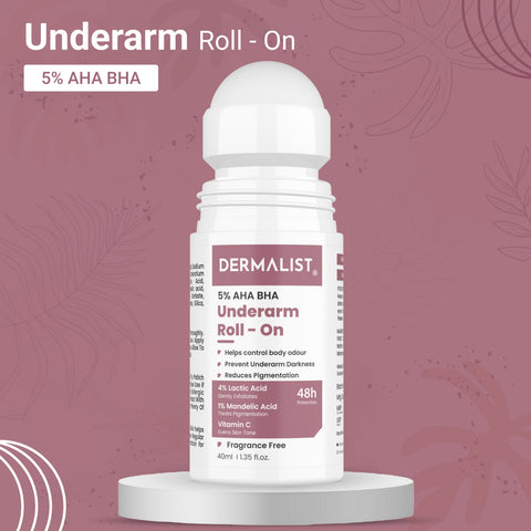 Dermalist 5% AHA BHA Underarm Roll On | Reduces Pigmentation & Odour | Fragrance Free Deodorant Roll-on - For Men & Women  (40 ml)
