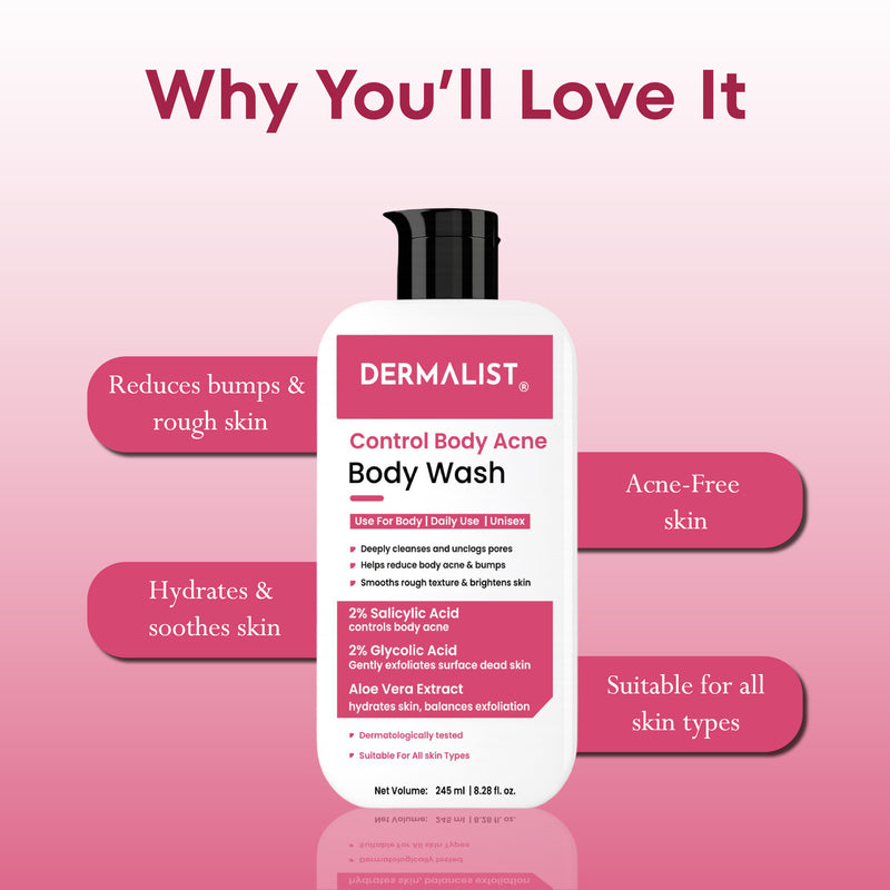 Dermalist 2% Salicylic Acid Acne Body Wash Shower Gel for Acne Control For Women & Men  (245 ml)