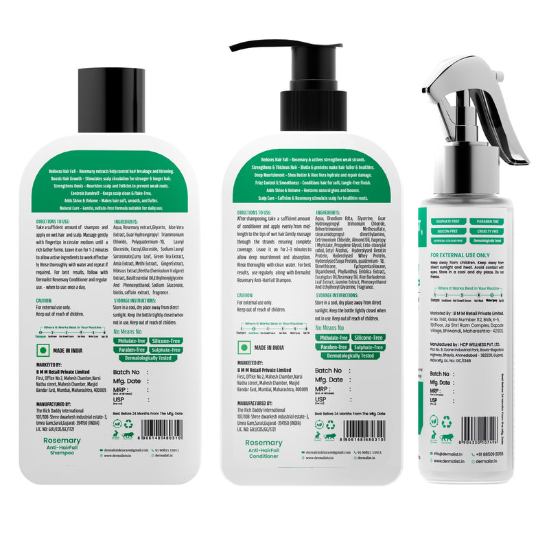 Dermalist Rosemary Hair Growth Advanced Kit (3 Items in the set)